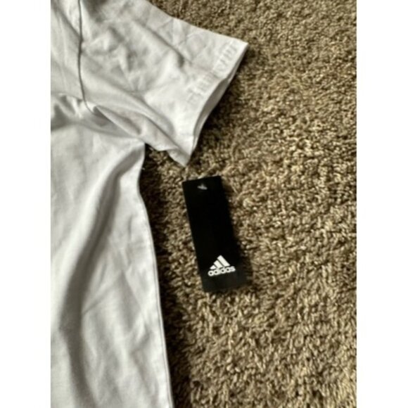 Adidas Golf Mens White Short Sleeve Crew Neck Shirt Size Large 3 Stripes Logo - Picture 5 of 11